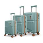 Safari Roma Hard Luggage Trolley Bag with 8 Wheels Set of Cabin, Medium and Large Size Suitcases – Sage Green