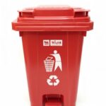 Milan Plastic Garbage Waste Dustbin with Step-On Pedal 65 Ltr Red