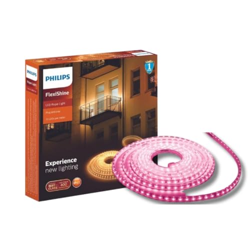PHILIPS FlexiShine 5 Meter Plug n Play LED Rope Light (Pink) – Waterproof (IP65 Rated) and Flexible