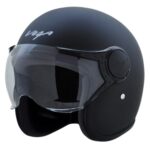 Vega Jet ISI DOT Certified Matt Finish Open Face Helmet for Men and Women with Clear Visor(Dull Black, Size:M)