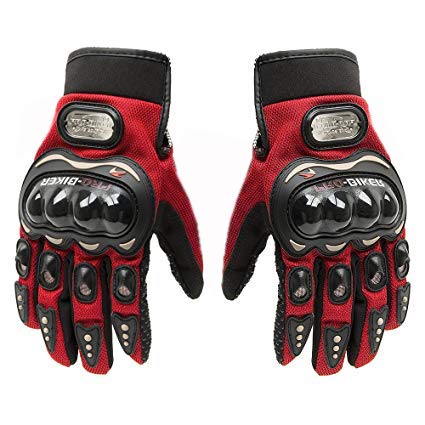 Flomaster- Probiker Gloves for Motor Cycle/Bike/Outdoor Sports Bicycle Cycling/Racing/Driving/Riding – Full Finger (Red- XL)