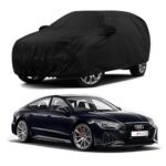 Sulfar 100% Water Resistant Car Body Cover Compatible with Mirror & Antenna Pockets for Audi RS7 (Triple Stitched, Full Bottom Elastic, Black)