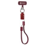 Portronics KeyLink C 60W Type C to C Flat Keychain Cable, Detachable Lanyard Tag, Braided Nylon Cord, Metal Alloy Shell, Phone Case Hook, 30CM Tangle-Free Fast Charging Data Sync Cable (Red)