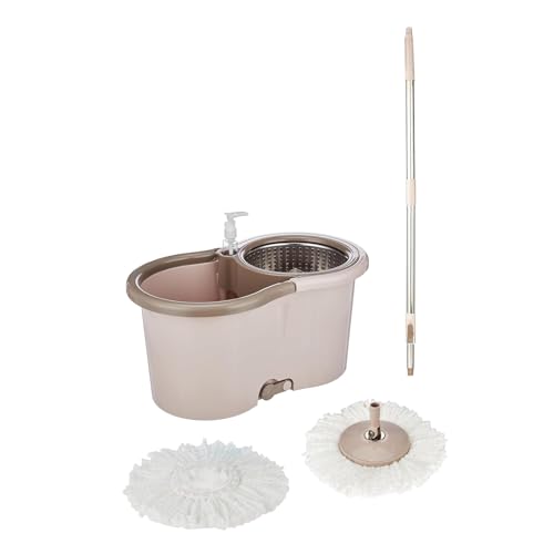 Presto! Spin Mop, Oval Bucket with Steel Basket, Chestnut, 2 Refills