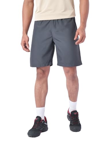 Wildcraft Men’s Solid Regular Fit Shorts| Mid Waist with Adjustable Drawcord, Charcoal Grey, Medium