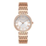 Giordano Eleganza Collection Watch for Women with Stainless Steel Strap and Crystal Embellished Bezel, Roman Numerals