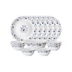 Larah by Borosil Helena Opalware Dinner Set, 13 Pieces, White