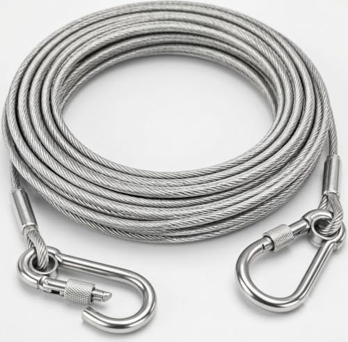 10 Meter Stainless Steel Clothesline Rope with Carabiner Hooks | Heavy-Duty Rust-Resistant Cloth Drying Wire | Strong Hanging Dori for Balcony, Bathroom, Terrace, Indoor & Outdoor Use