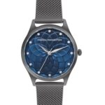 French Connection Cleo Round Analog Watch with Gun Mesh Strap for Women – FCP43GNM