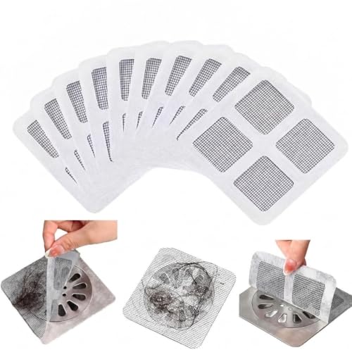 BAYTORA Pack of 10 Disposable Shower Drain Cover Hair Catcher Shower Drain Mesh Stickers, Bathroom, Bathtub Drain Kitchen Floor Sink Strainer Filter