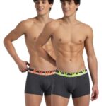 Jockey FP03 Men’s Super Combed Cotton Rib Solid Trunk with Ultrasoft Waistband (Pack of 2) _Charcoal Melange_M