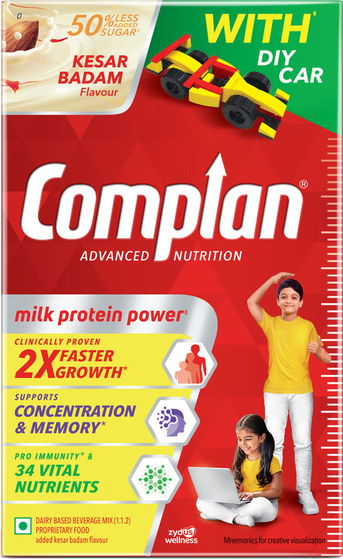 COMPLAN Nutrition Drink Powder for Children Kesar Badam flavour Refill Pack with DIY Car(1 kg)