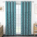 MollisHomes Door Curtains 9 Feet Pack of 1, Damask, Blue & White