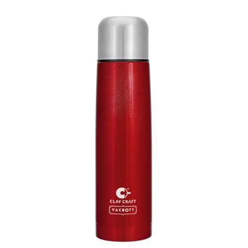 Clay Craft Vacbott Terra Double Walled|18 Hours Hot and 24 Hours Cold Vacuum Insulated|Thermosteel| Flask 500 ml|Steel Water Bottles for Office|Travelling|BPA-Free|BIS Certified|1Year Limited Warranty