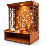 Anchara Wooden Temple for Home | Handcrafted Pooja Mandir | Wall Mounted Mandir for Pooja Room | Small Home Temple for Ram, Krishna, Ganesh, Sai Baba Size (H- 15.5, L- 11.5, W-11 Inch)