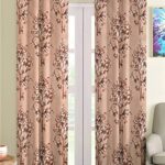 Fashion String 1 Piece Floral Blossoms Eyelet Polyester Window Curtain – 5 Feet, Brown