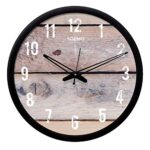 Amazon Brand – Solimo 12-Inch Wall Clock – Designer (Silent Movement, Black Frame), Analog, Plastic