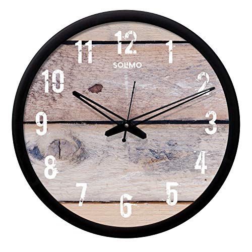 Amazon Brand – Solimo 12-Inch Wall Clock – Designer (Silent Movement, Black Frame), Analog, Plastic