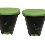 Cello Plastic Pedal Step-On Garbage Dustbin 50 Ltr,Green/Green (COMBO)