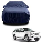 Sulfar 100% Water Resistant Car Body Cover Compatible with Mirror for Isuzu MU7 (Triple Stitched, Full Bottom Elastic, Navy Blue)