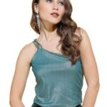 Tokyo Talkies Women Tranquil Teal Polka-Dotted Top