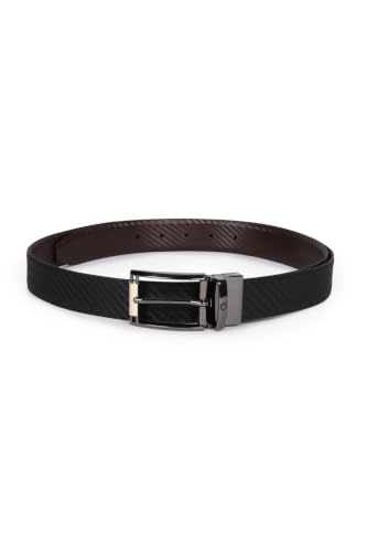 Louis Philippe Men’s 100% Italian Leather Dual Tone Zinc Alloy Buckle Formal Reversible Belt