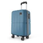 Safari Genius Theo 8 Wheels 55cm Cabin Size Trolley Bag, Hard Case Polycarbonate, 360 Degree Wheeling Small Carry-on Luggage, Suitcase for Travel, Trolley Bags for Travel, Pearl Blue