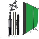 MVPRO Backdrop Stand Setup Photo Studio Screen Background for Indoor-Outdoor, Comercial, YouTube Photography (T-Shape Stand with 2 Back Drop)