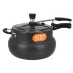 URBN COOK 5.5 Litre Hard Anodised Pressure Cooker Induction Base Inner Lid Apex Series Black Mirror Finish Heavy Duty Kitchen Cooker Durable Fast Cooking Essential