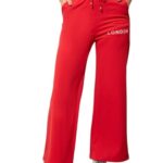 barcino Red Terry London Print Track Pants