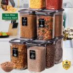 3D METRO SUPER STORE Plastic Grocery Container  – 1100 ml(Pack of 6, Transparent, Grey)