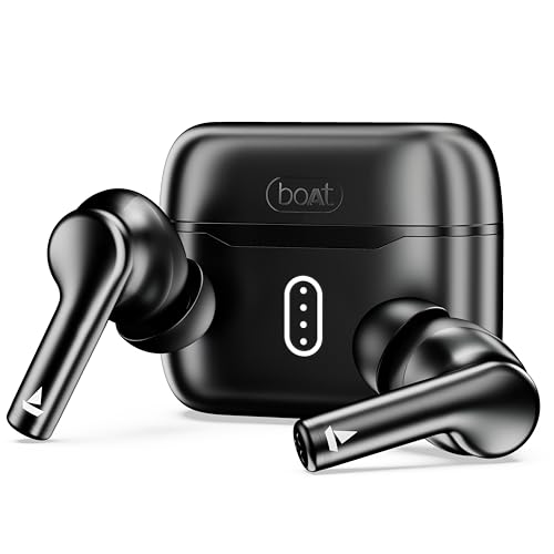 boAt Airdopes 141 Pro Buds, 13mm Drivers, Metallic Finish, 60HRS Battery, 4Mics ENx, Fast Charge, IPX5, v5.3 Bluetooth Earbuds, TWS Ear Buds Wireless Earphones with mic (Obsidian Black)