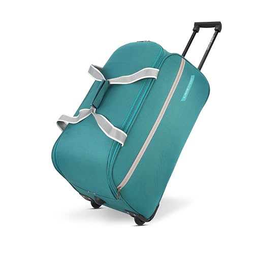 Lavie Sport Polyester Lino Wheel Duffel Bag | 2 Wheel Duffle Bag | Built to Last Wheels and Trolley,Teal,30 Cms