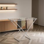 amazon basics Mild Steel Cloth Drying Stand – Folding, 30 Feet Drying Length, 8 Drying Rails, Lightweight (Silver)