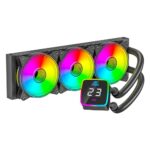 Ant Esports ICE Flow 360 ARGB 360mm ARGB Liquid Cooler/AIO with Display – Black | Support Intel & AMD CPU Socket AM5, AM4, AM3, LGA1700, 1200, 2066, 1151 | Evaporation-Proof Tubing | Dual-Chamber Pump