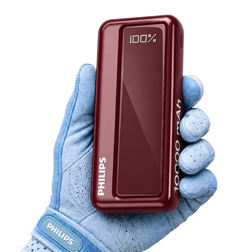Philips 10000mAh 22.5W Fast Charging Power Bank (Iron Red) with Digital LED Display | Type-C & USB-A Input/Output | 3 Output Ports | Lithium Polymer Battery | Portable for Mobile, Tablet & Earbuds
