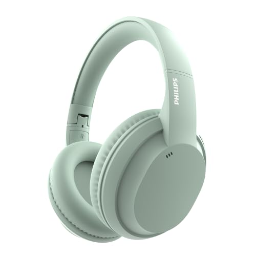 PHILIPS TAH4050 Wireless Bluetooth Headphones with Mic, 40mm Dynamic Drivers, Bluetooth 6.0, Up to 30H Playtime, Dual Device Pairing, USB-C Fast Charging, AUX Support, Over-Ear Headset, Green