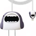 Meyaar Compatible with Apple iPhone Charger Case Cover | Cartoon Character Silicon Charger Case Cover for 18-20W 360 Degree Full Protection Cover (Cable Not Included) (Cute Shark)