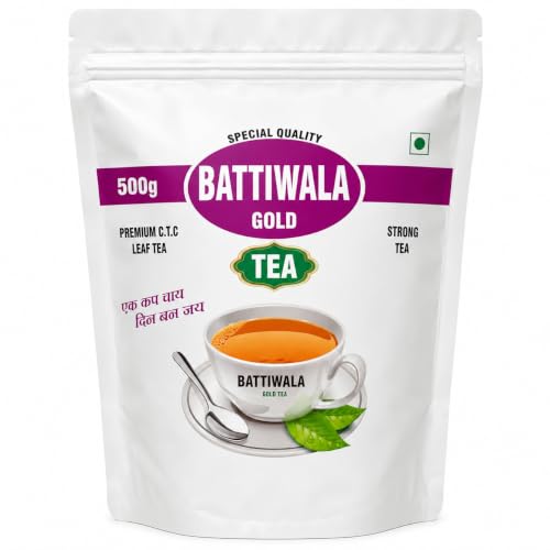 Battiwala Gold Tea 500g | Premium CTC Leaf Tea | Strong Taste & Rich Aroma | No Artificial Colour or Flavours | Everyday Chai