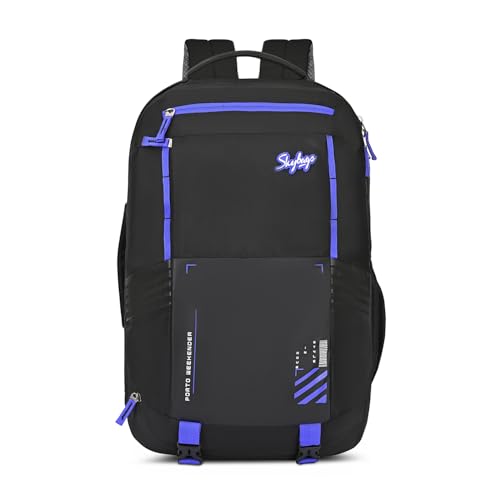 Skybags Porto Spacious 40L Weekender Backpack, 2 Compartments, Black-Blue