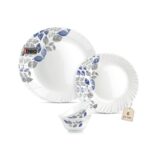 Treo by Milton Opalware Aurelia Lunis Dinner Set of 6 | Serving for 2 | Microwave & Dishwasher Safe | Bone-Ash Free | Tempered Toughness | Plates & Bowls | Crockery Set for Dining & Gifting