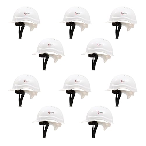 Robustt Safety Helmet – White (Pack of 10) | Adjustable Headband | Heavy Duty Material | As Per ISI Safety Standard | Non Irritant and Soft Fabric | Lightweight and Durable