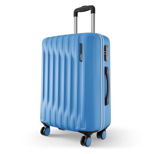 Safari Medium Ray Neo 8 Wheels 65cm size Check-in Trolley Bag, Hard Case Polycarbonate 360 Degree Wheeling Luggage for Men & Women, Travel Bag Suitcase for Travel, Trolley Bags for Travel, Marina Blue