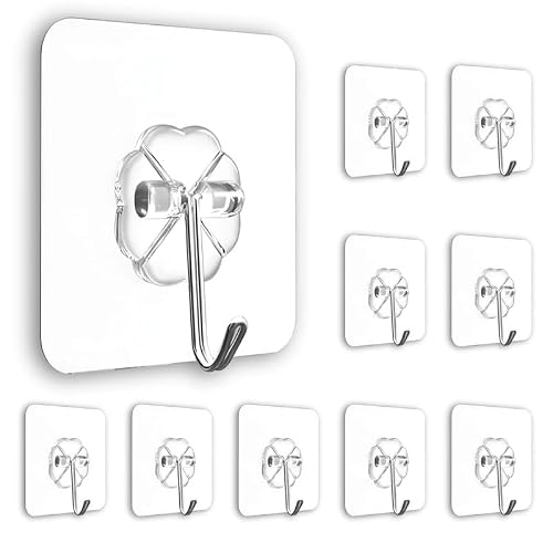Zarwani PVC Plastic Flower Wall Hooks for Hanging – Pack of 1 | Heavy Duty Self Adhesive Transparent PVC Hook Sticker | Reusable No Drill Wall Hangers for Kitchen, Bathroom, Outdoor & Home Storage