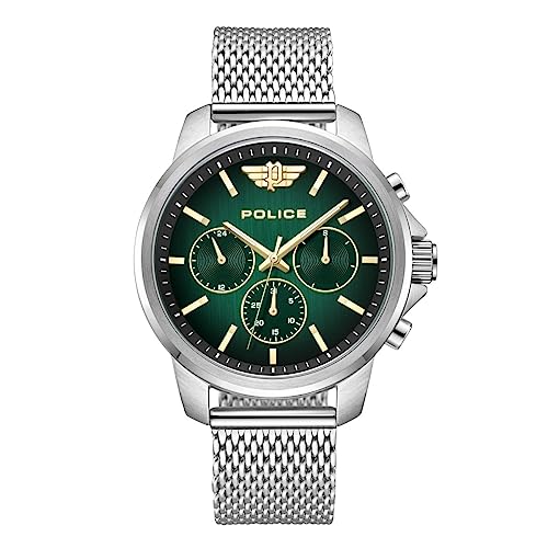 Police Quartz Multifunction Gradiant Green Dial Silver Metal Strap Watch for Men – PLPEWJK0006303