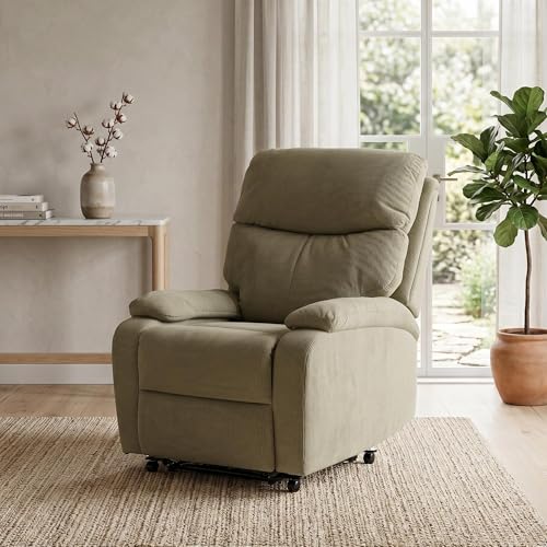 Royaloak Nova Fabric Recliner Single Seater | High Back Tufted Design Microfiber | Pillow Top Armrest | Pocket Springs | Manual Reclining Chair with Metal Frame Support