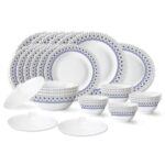 Larah by Borosil Ocean Fluted Series Opalware Dinner Set | 31 Pieces for Family of 6 | Microwave & Dishwasher Safe | Bone-Ash Free | Crockery Set for Dining & Gifting | Plates & Bowls | White