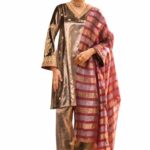 FIORRA Women Brown Ice Velvet Embroidered Kurta Set with Dupatta SET0261