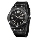 Giordano Luxury Watch for Men with Leather Strap, Day-Date Display, Brushed Metal Finish, and Silver Screw Details – GZ-50176-01