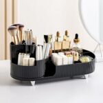 KRYLAR-BIG MAKE UP BOX Rotating Makeup Organiser,compartment Cosmetic Storage,Storage of Skin Care Products, Lipstick, Perfume, Eye Shadow Brush,be Placed in the Bedroom-Black